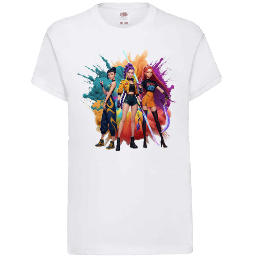 Huntrix Rainbow Paint Splatter Design **EXCLUSIVE** Vinyl Print T-Shirt