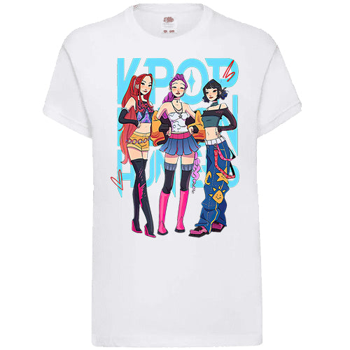 K-Pop Demon Hunters Character Vinyl Print T-Shirt