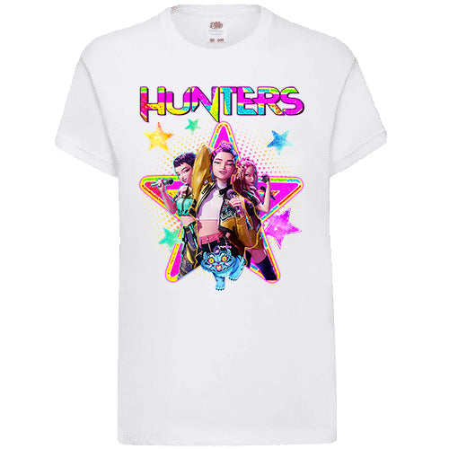 Huntrix Neon Girls Star Vinyl Print T-Shirt