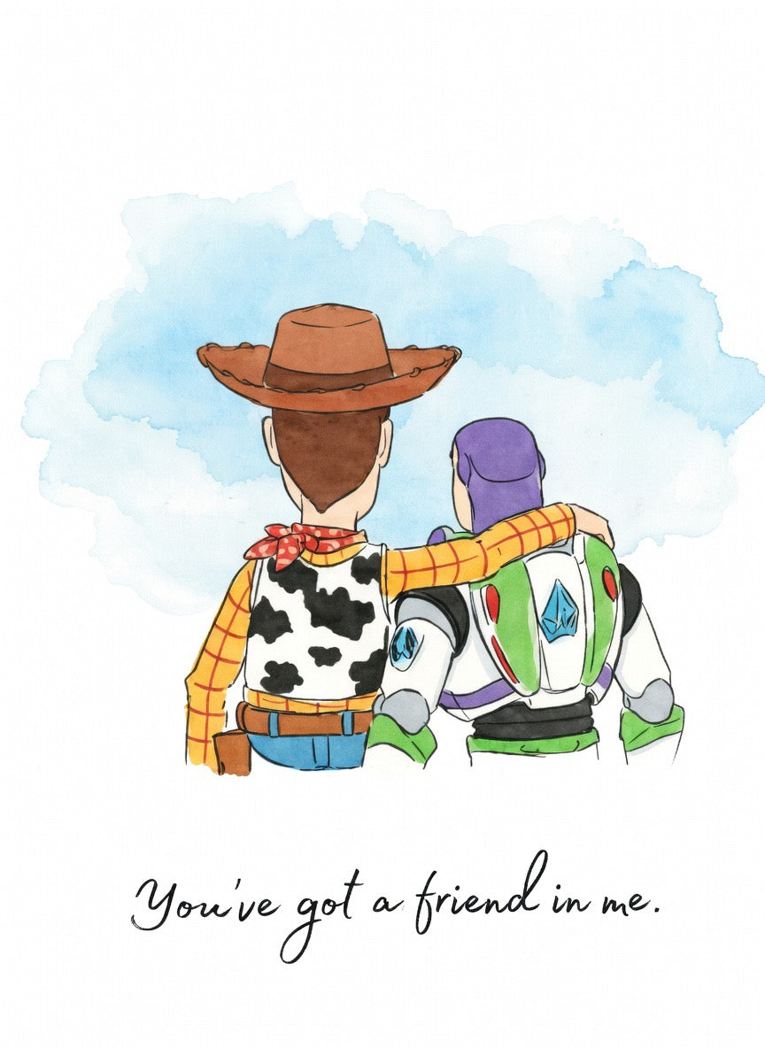Toy Story Inspired "You've Got a Friend in Me" Woody & Buzz Premium Glossy Print
